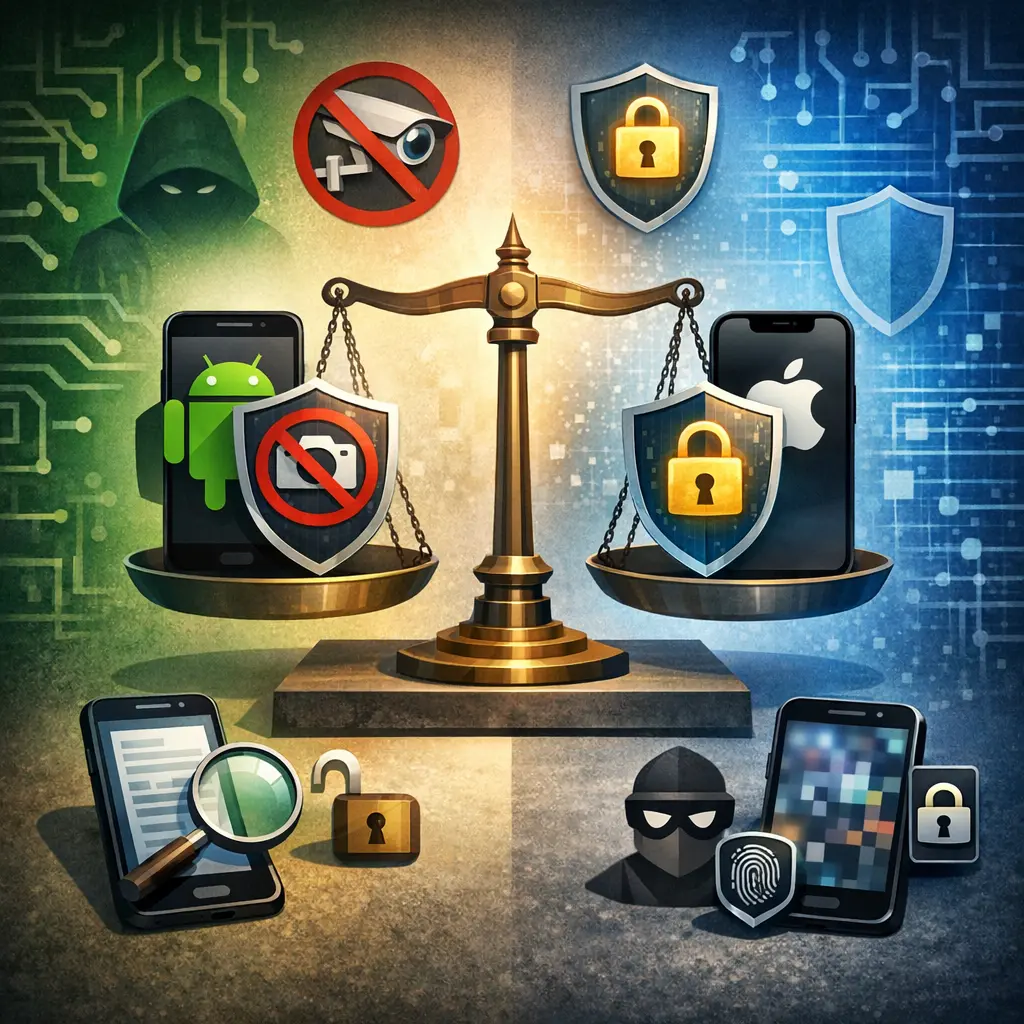 모바일 운영체제별 스크린샷 차단 기술 및 화면 보안 방식 비교 인포그래픽