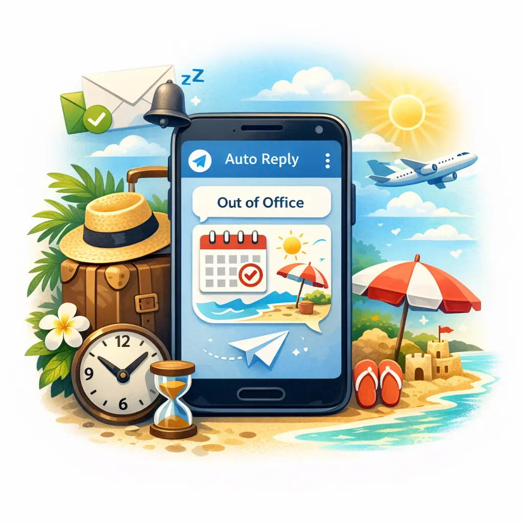 정중한 안내 문구가 포함된 텔레그램 공휴일 전용 자동 회신 화면 구성도