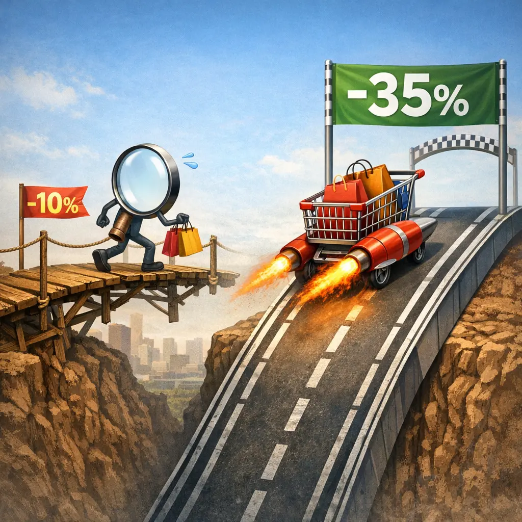 타오바오 검색 방식별 평균 할인율 격차 비교 데이터 시각화 차트