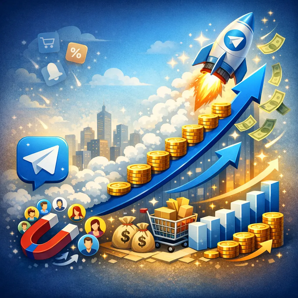 텔레그램 마케팅을 통한 고객 유입 및 매출 급증을 시각화한 성장 그래프