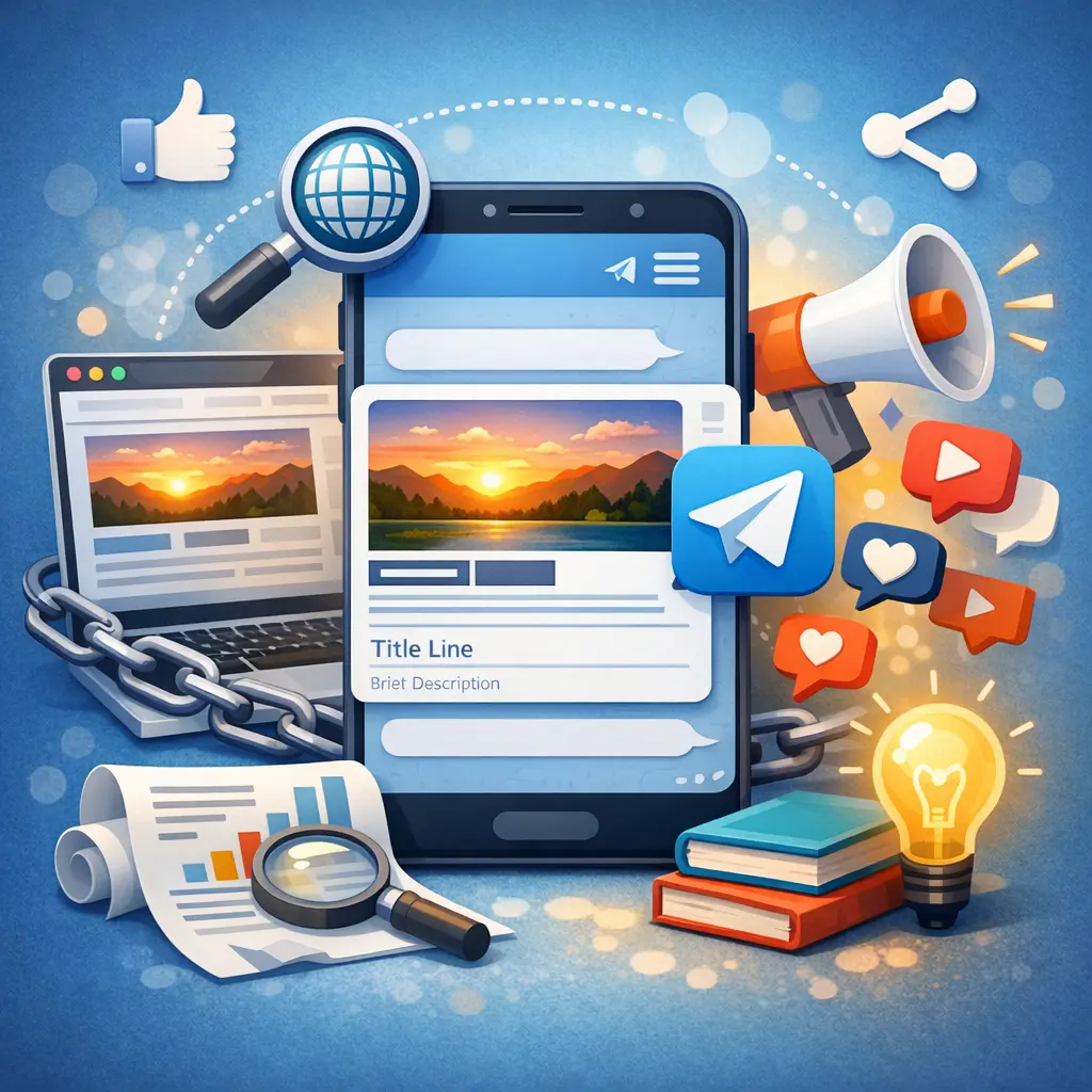 텔레그램 채팅창에 웹 링크의 썸네일과 요약 정보가 정상적으로 노출되는 화면 예시