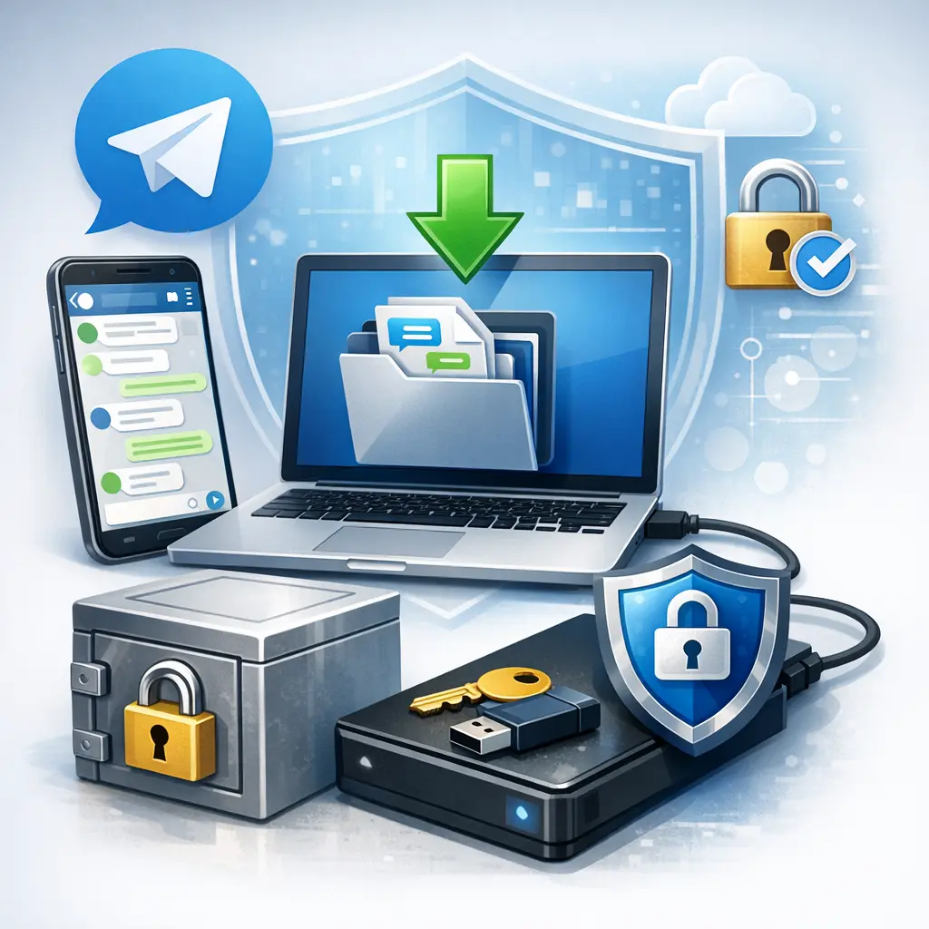 텔레그램 채팅 기록을 PC 파일로 안전하게 저장하고 관리하는 과정 이미지