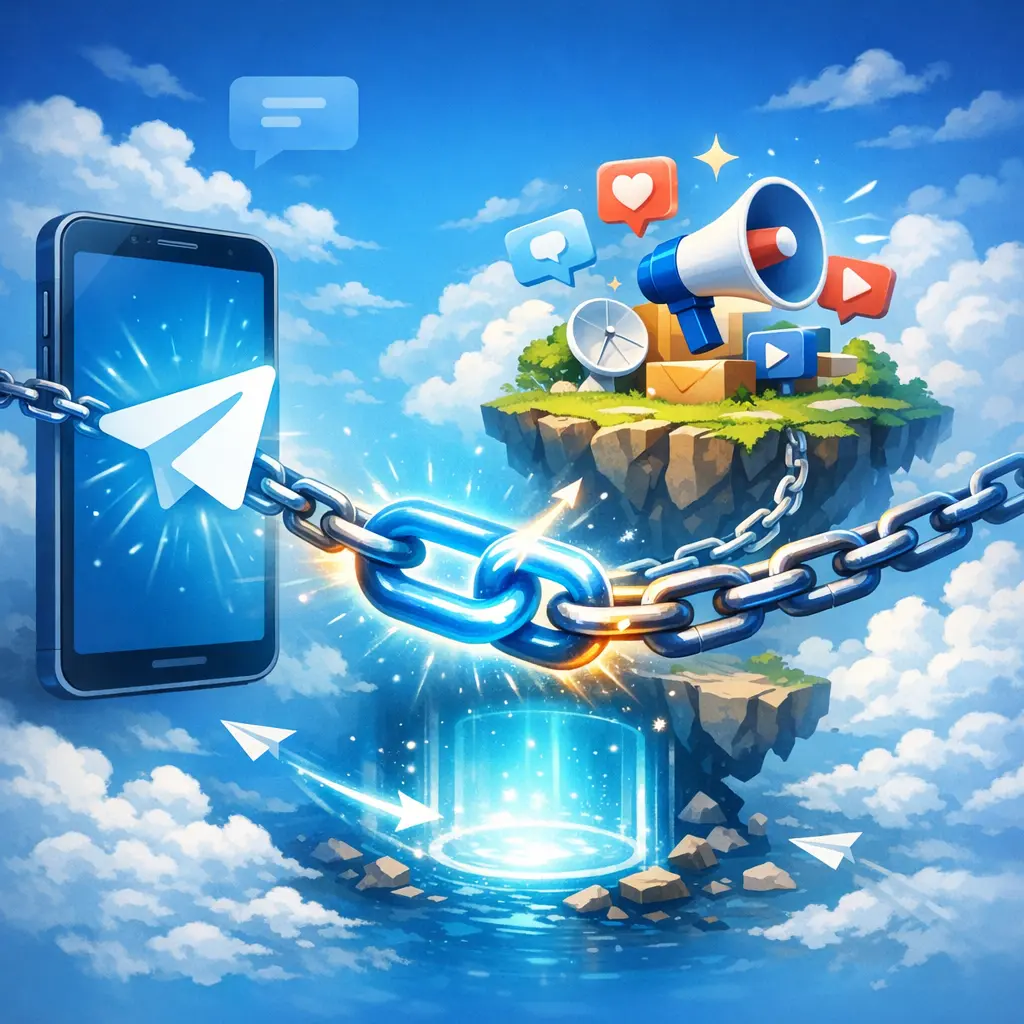 텔레그램 홍보 채널로 즉시 연결되는 유효 링크 안내 일러스트