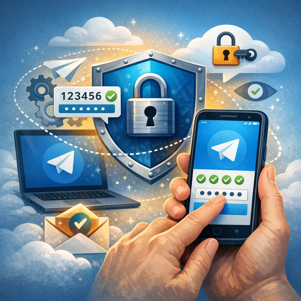 새로운 기기에서 텔레그램 계정 보안 인증을 진행하는 모습