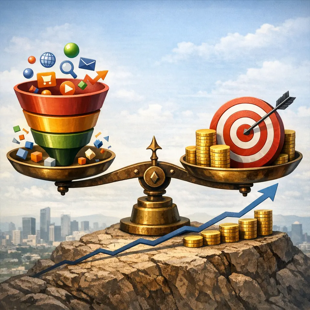 산업별 마케팅 유입률과 실질 전환 성과를 대조한 통계 분석 데이터 도표