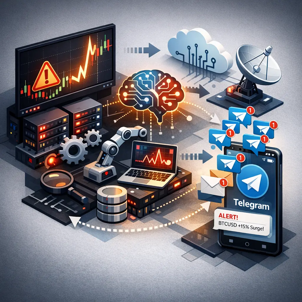 비정상 변동성 감지 및 텔레그램 메시지 자동 발송 시스템 아키텍처 다이어그램