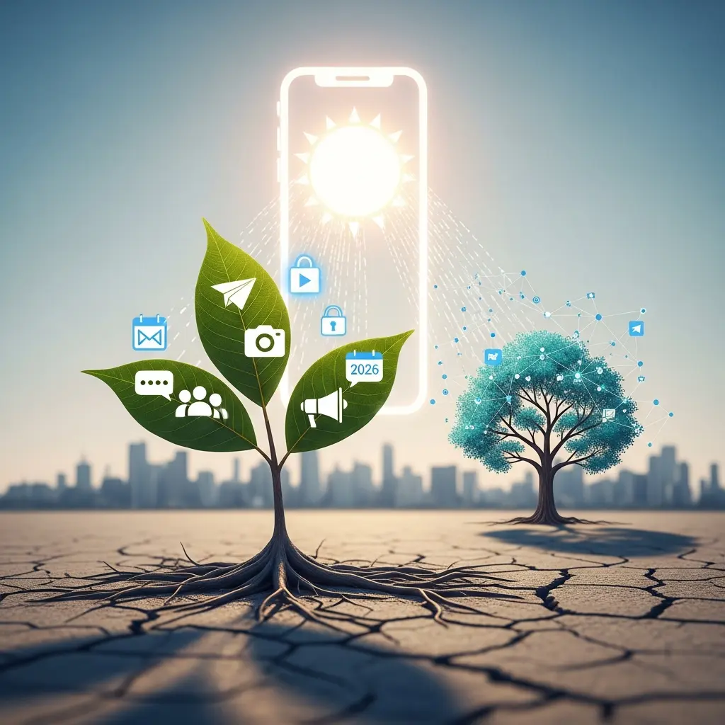 텔레그램 인터페이스와 채널 활용 예시 이미지