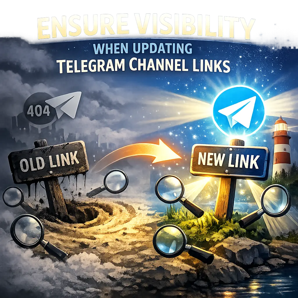 텔레그램 채널 주소 갱신 시 검색 결과 누락 방지를 위한 핵심 요약 인포그래픽
