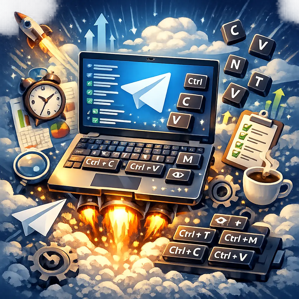 생산성을 높여주는 텔레그램 데스크톱 필수 단축키 요약 인포그래픽