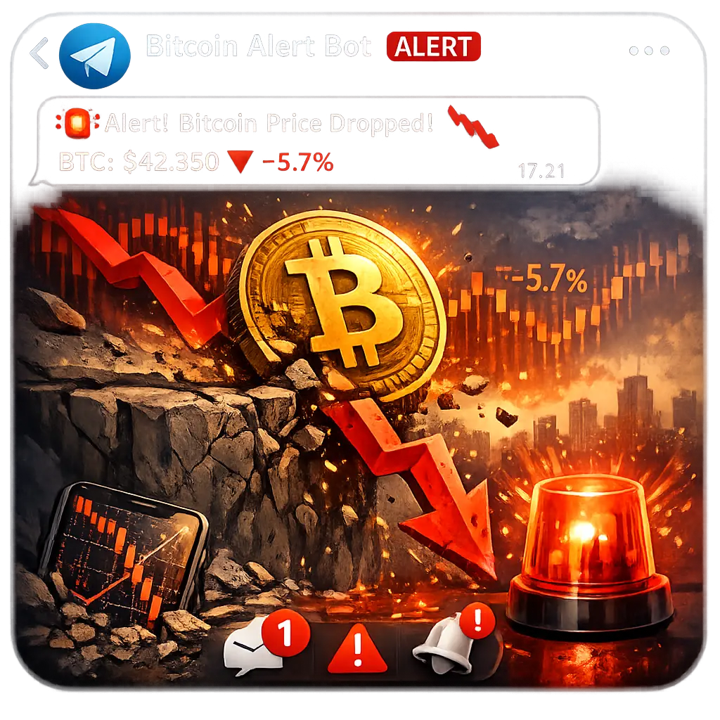 실시간 비트코인 하락 알림을 표시하는 텔레그램 봇 인터페이스 이미지