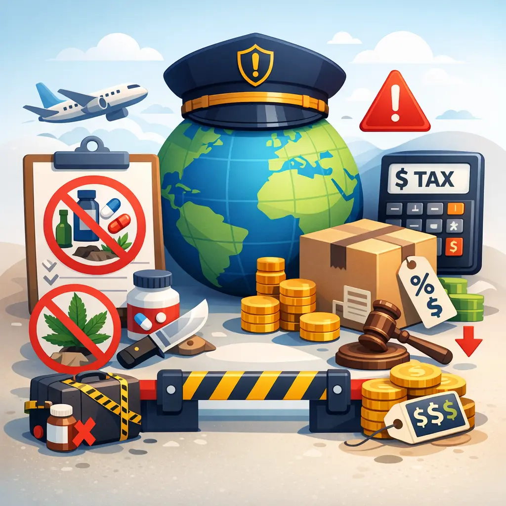 해외 직구 통관 금지 품목 및 관세 계산 기준 안내 인포그래픽