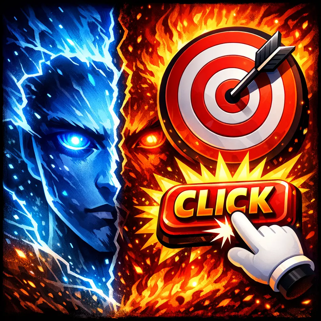 시선을 사로잡는 고대비 썸네일과 클릭 유도 아이콘