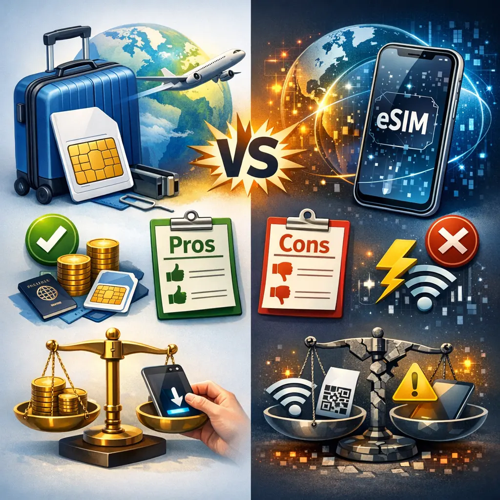 로밍 유심 이심 주요 특징 및 장단점 비교 요약표