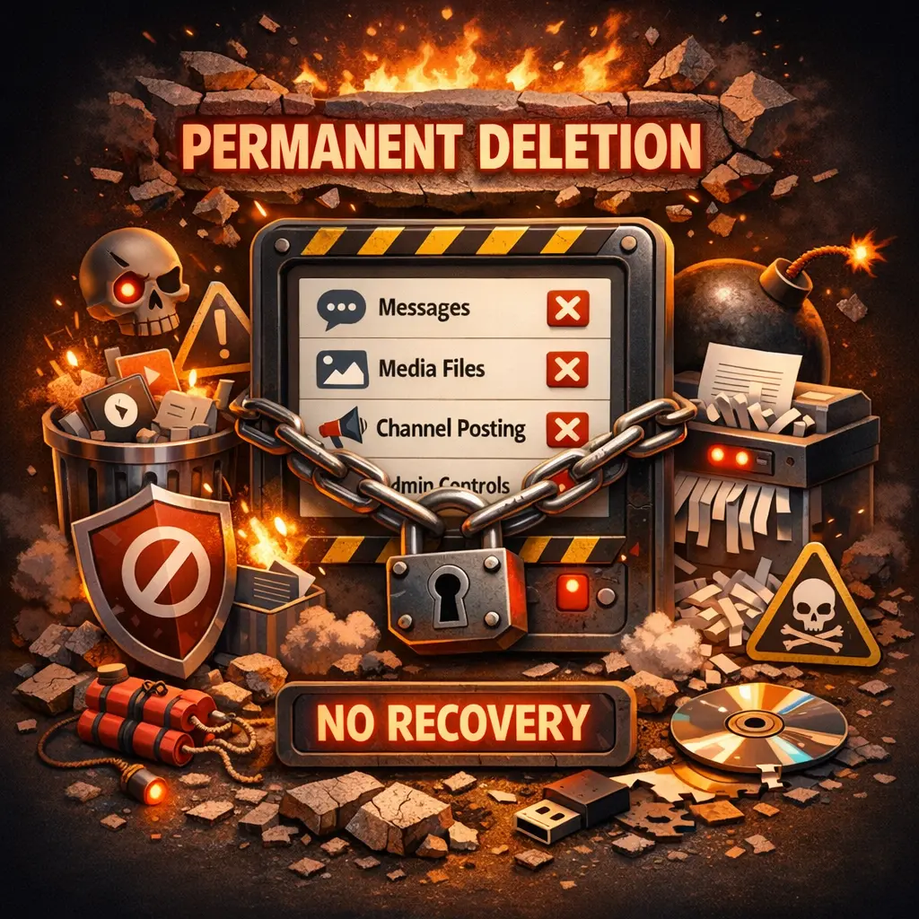 삭제 후 복구가 불가능한 메시지 미디어 채널 권한 리스트 인포그래픽