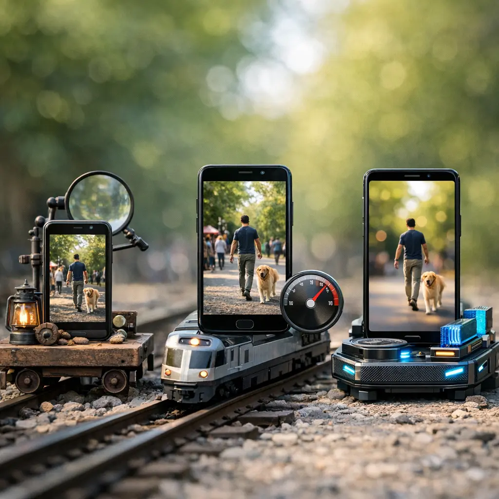 스마트폰 성능별 배경 처리 기능 지원 및 리소스 효율 비교 인포그래픽