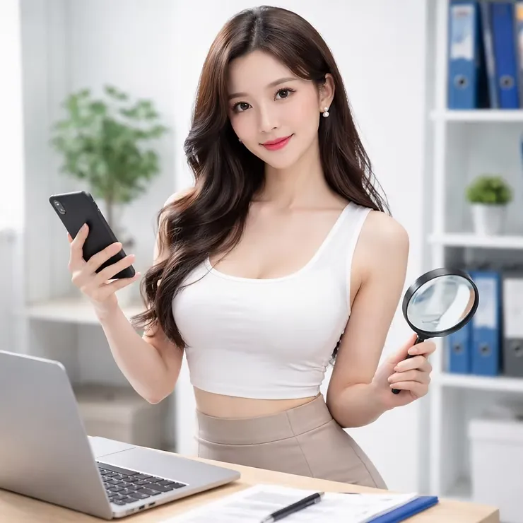 스마트폰과 확대경을 든 사람