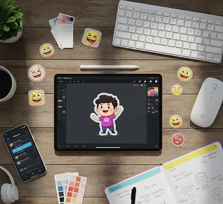 태블릿에서 스티커 제작