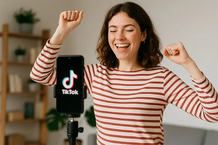 틱톡 영상 찍는 여성